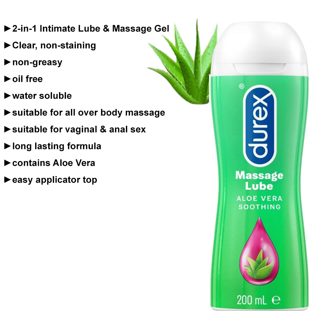 Durex 2-in-1 Aloe Vera Massage Lube (200ml) Personal Sex Lubricant