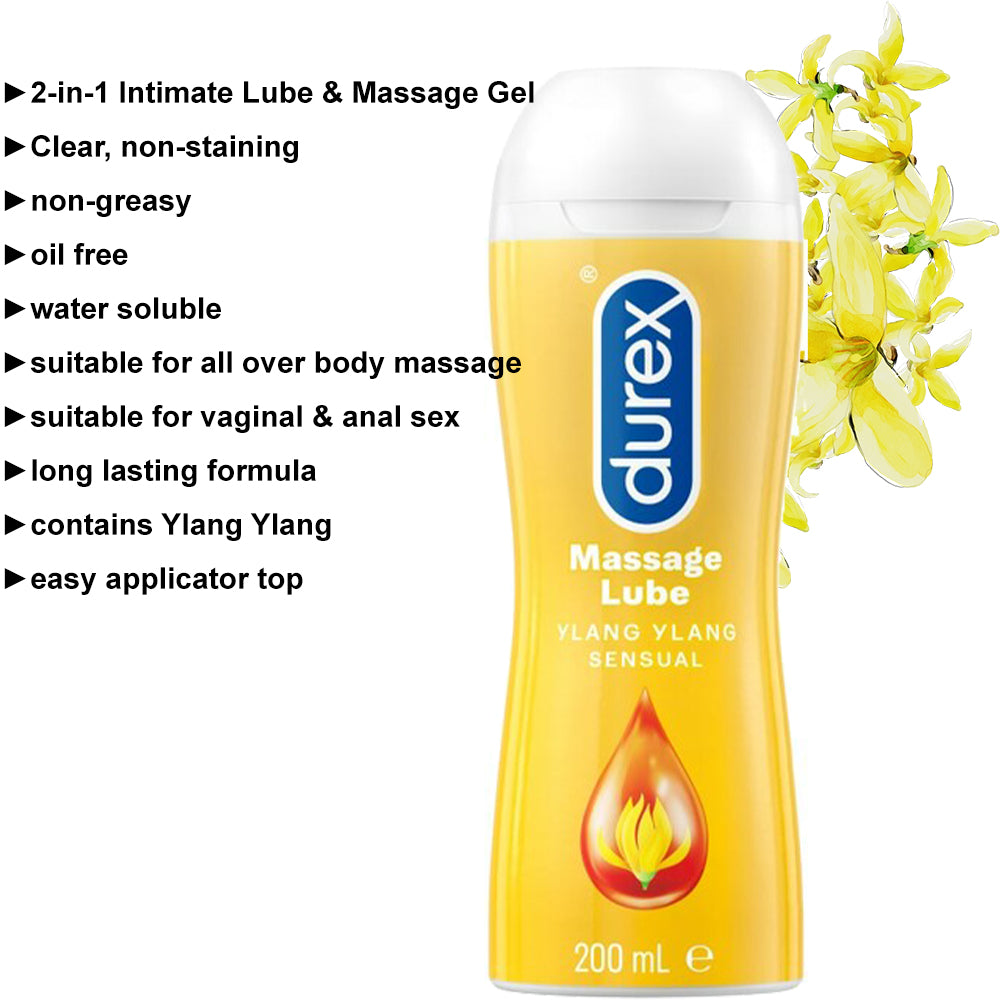 Durex 2-in-1 Sensual Ylang Ylang Massage Lube (200ml) Personal Sex Lubricant