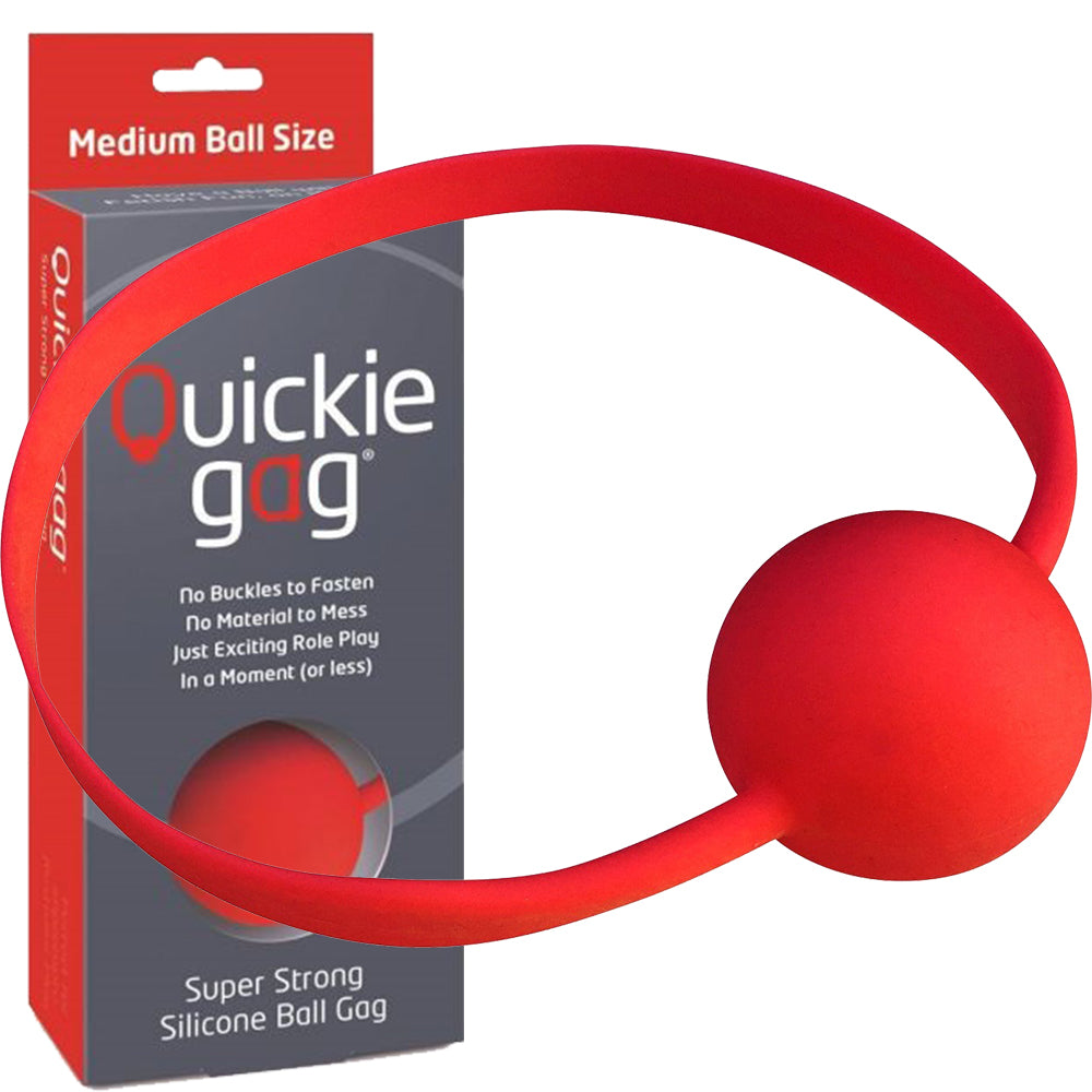 Quickie Mouth Ball Gag Medium Bondage Silicone Fetish BDSM Sex Toy Red