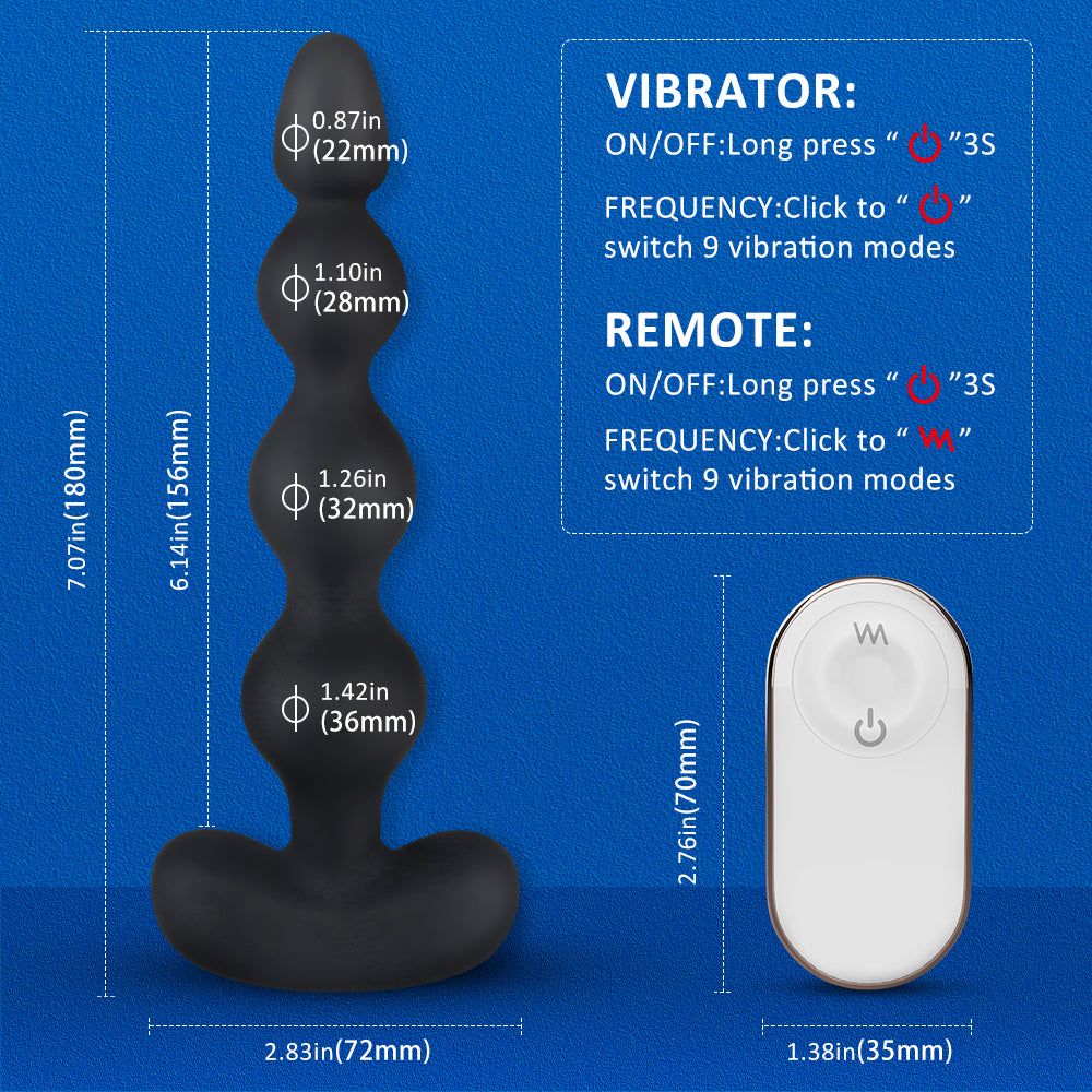 Andrew Beaded Anal Vibrator Remote Control Butt Plug Prostate Massager Sex Toy