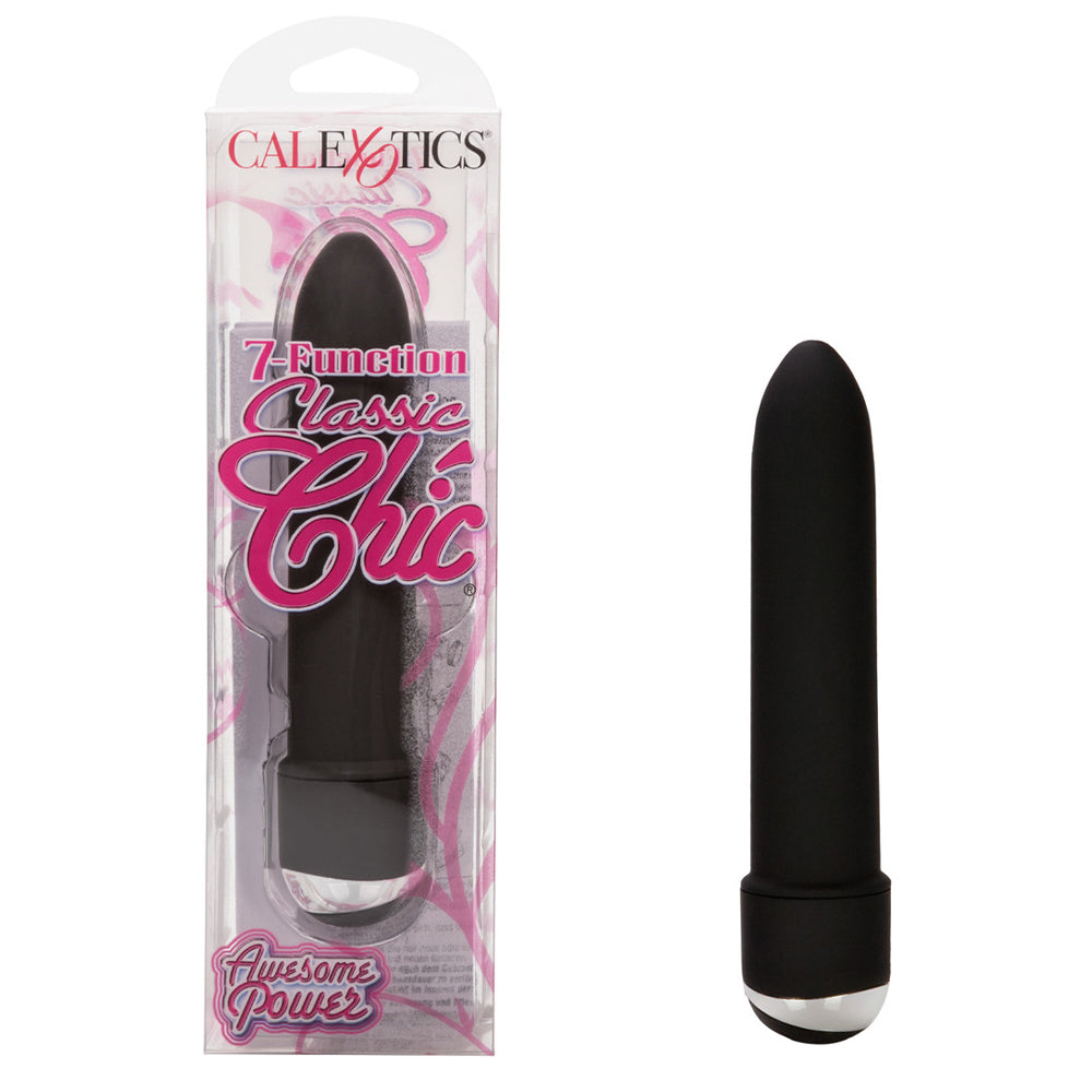 7 Function Classic Chic Bullet Vibrator Black 4.25"