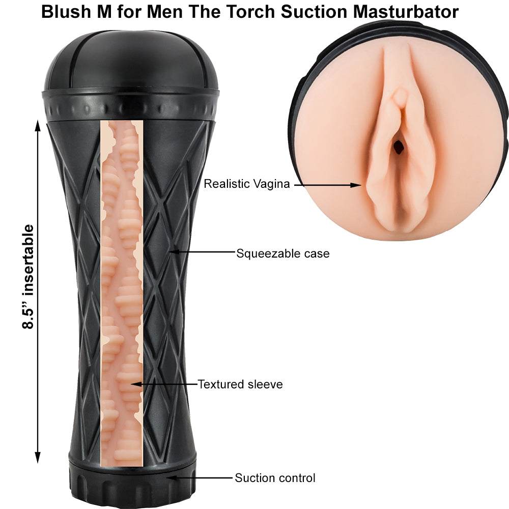 Blush M for Men Torch 3D Suction Pocket Pussy Vagina Male Masturbator