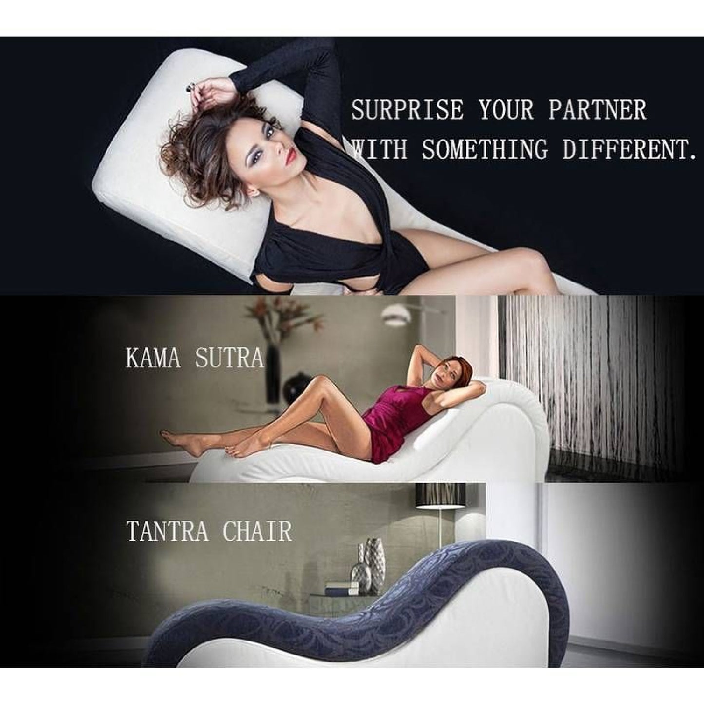 Kama Sutra Mebon Chaise Love Lounge Black