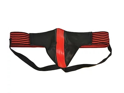 rouge leather Jocks with Striped band Black/Red Small