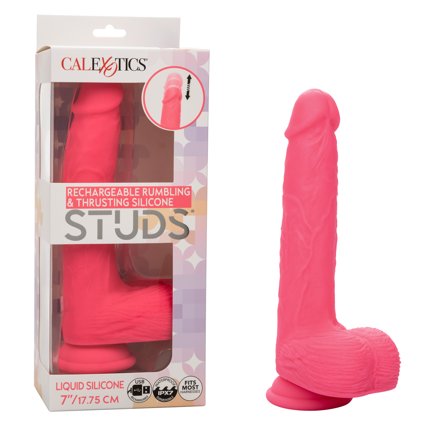Rechargeable Rumbling & Thrusting Silicone Studs® pink