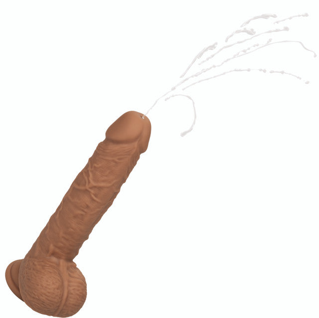 Squirting Fuck Stick 9" Vibrating Dildo Suction Cup Dong Sex Toy Brown