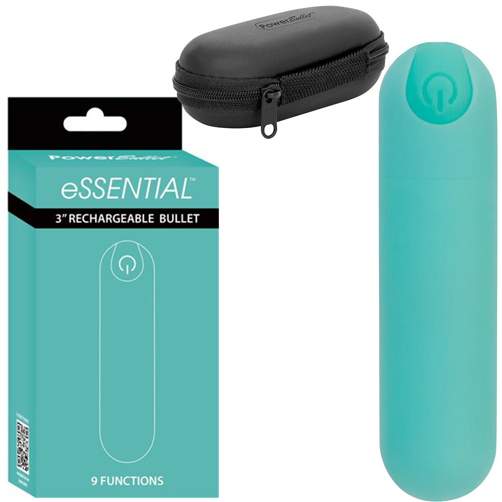 Essential 3" Rechargeable Bullet - Teal with Storage Case