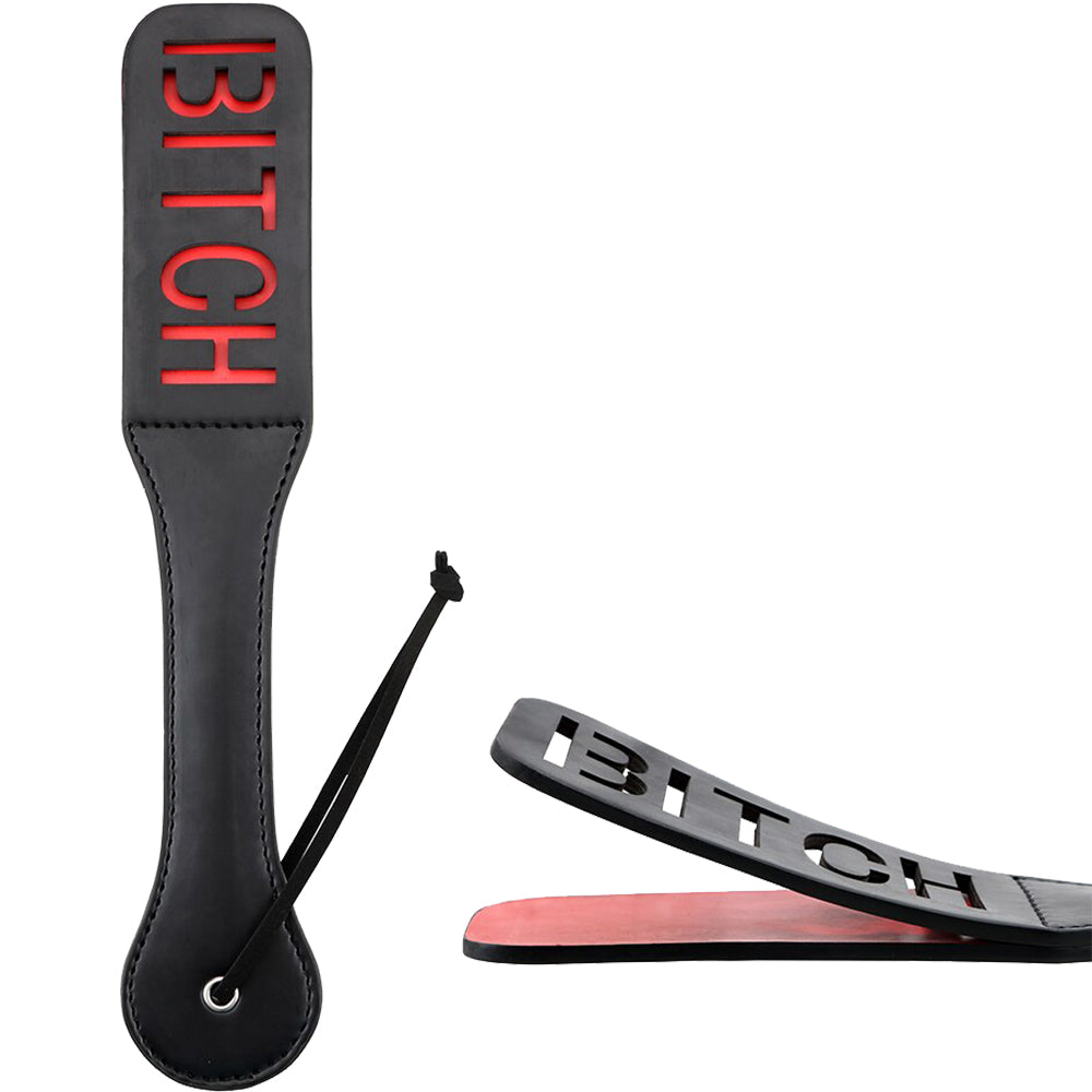 BDSM Spanking Paddle BITCH Fetish PU Leather Whip Slap Spank Flogger