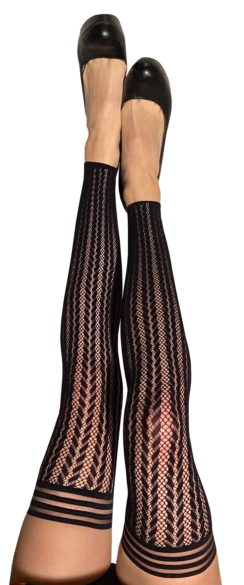 Kixies Lindsay Footless Fishnet Black Thigh High size D