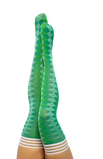 KIXIES PAR 4 - GREEN ARGYLE SIZE D