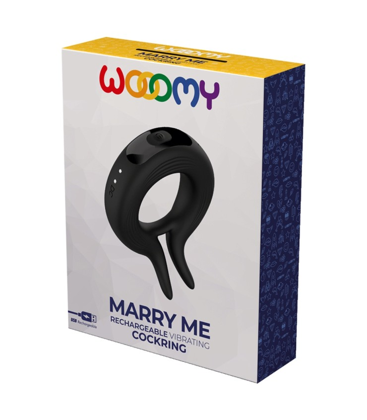 Wooomy Marry Me Rechargeable Vibrating Black Ring