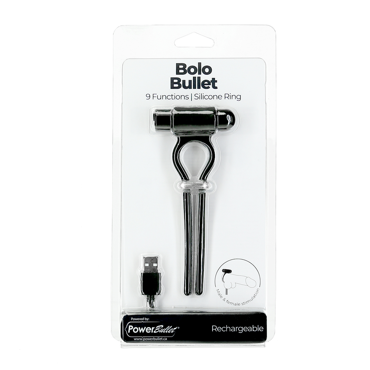 BOLO Adjustable Penis Ring with 2.5" Mini Pwer Bullet