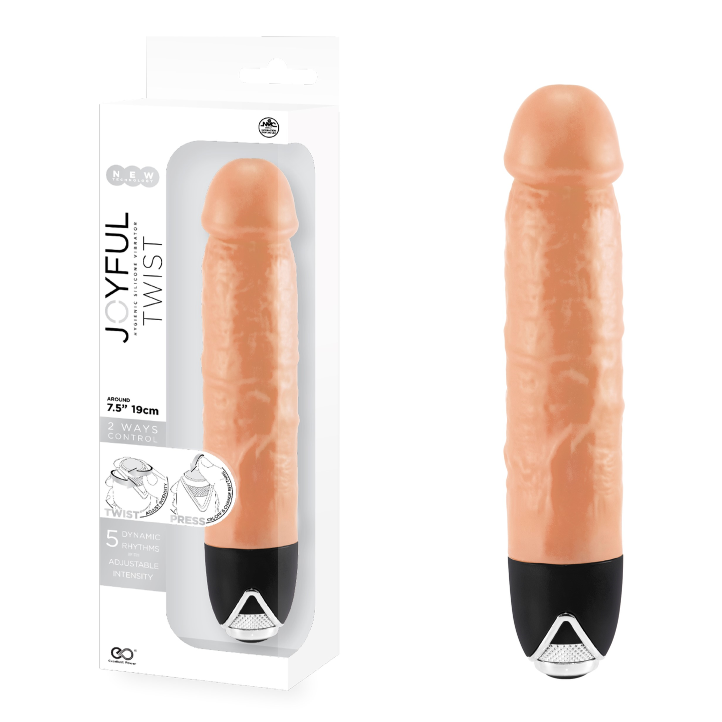 JOYFUL TWIST SILICONE VIBRATOR 7' - FLESH