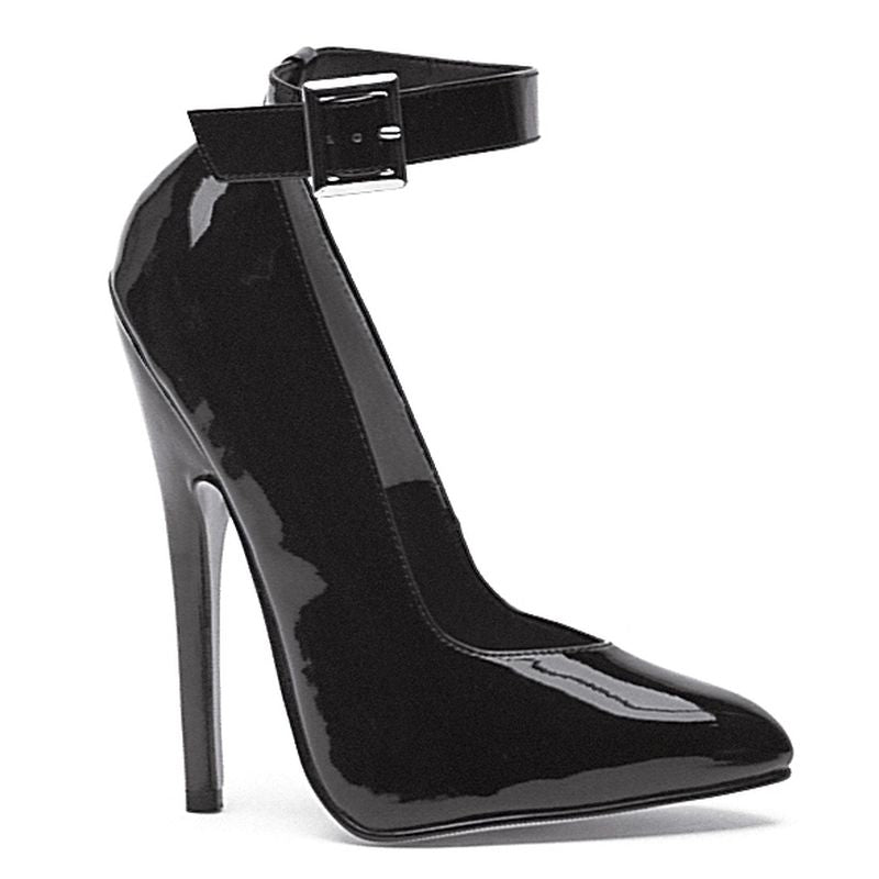 Fetish Pump w Ankle Strap Black 6in