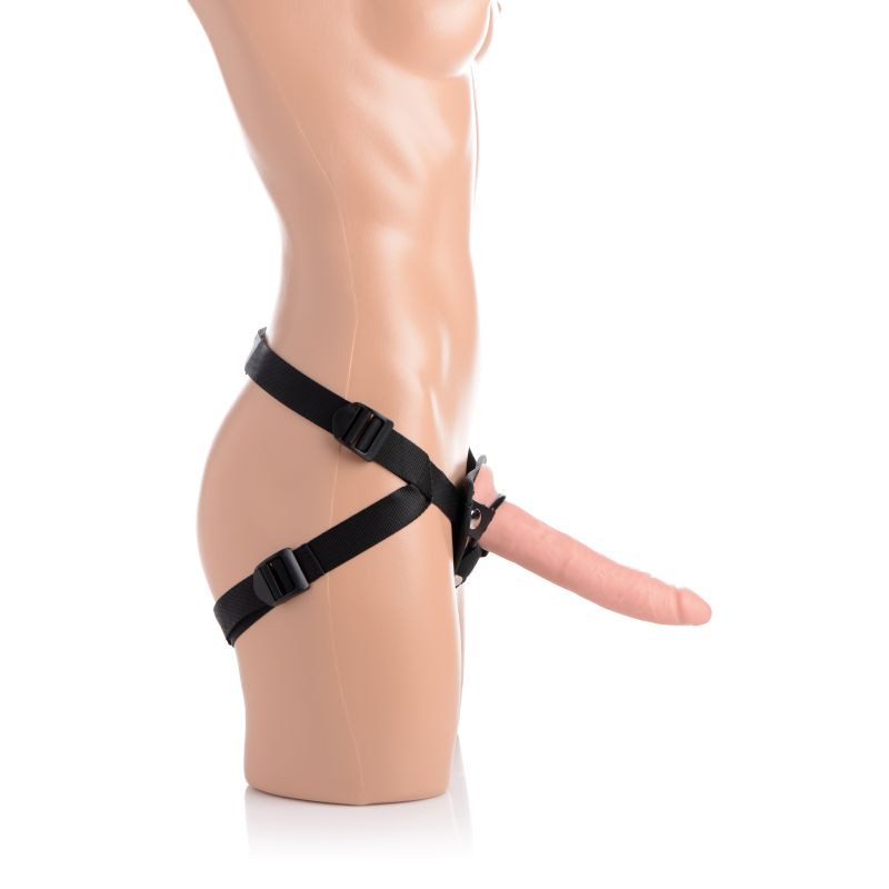 Charmed 7.5" Silicone Dildo w Harness Flesh