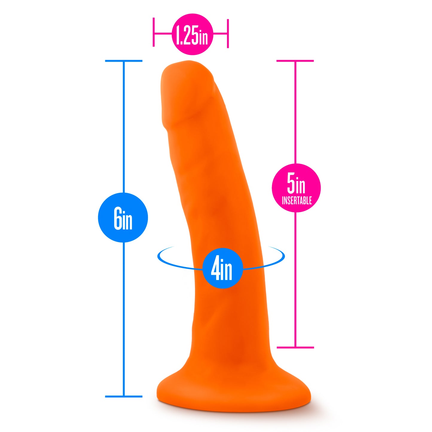 Blush Neo 6'' Dual Density Cock Realistic Dildo Suction Cup Dong Sex Toy Orange