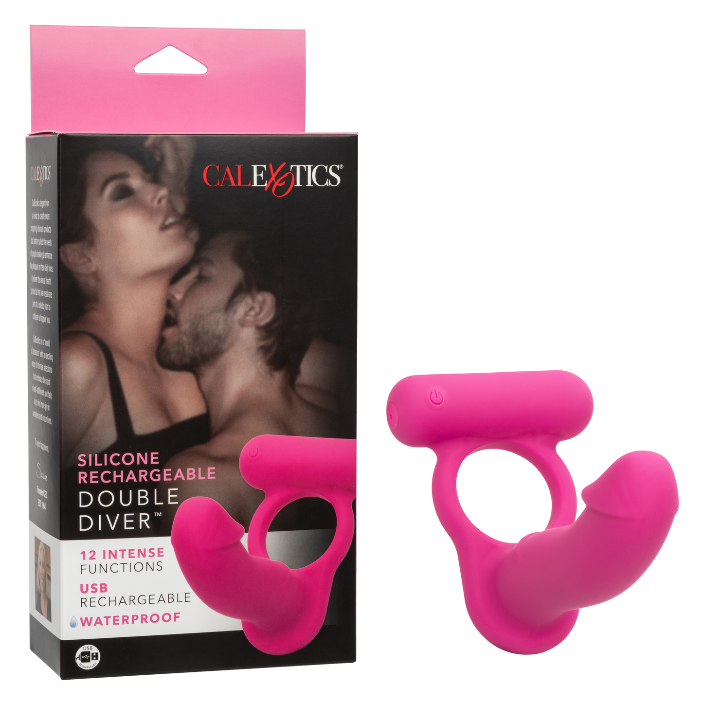 Calexotics Silicone Rechargeable Double Diver Cock Ring & Anal Dildo Combo