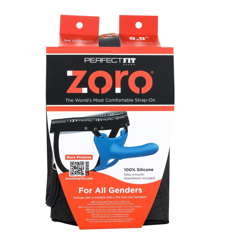 Perfect Fit Zoro Strap-On 5.5" Dildo Harness Couples Gender Neutral Sex Toy Blue