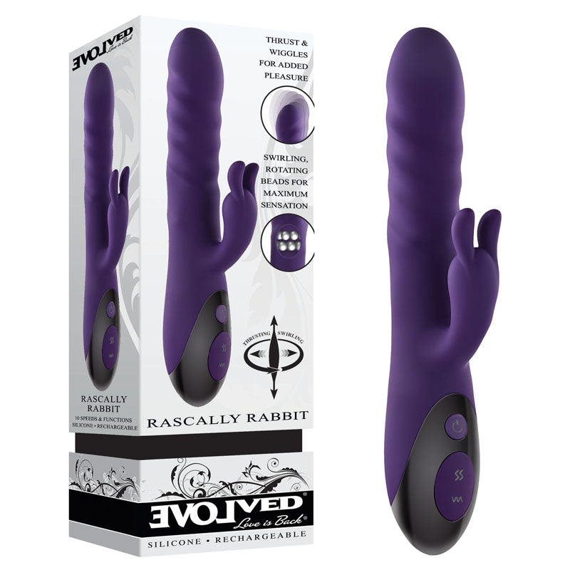 Evolved RASCALLY RABBIT Thrusting Rotating Vibrator Rechargeable Sex Toy