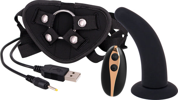 5" Vibrating Dildo Strap-On Harness Set Remote Control Couples Sex Toy