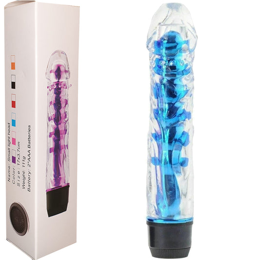 7" Silicone Jelly Squeezable G-Spot Vibrator Multi-Speed Blue