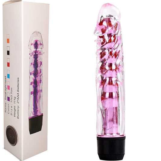 7" Silicone Jelly Squeezable G-Spot Vibrator Multi-Speed Pink