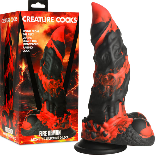 Creature Cocks Fire Demon Monster Silicone Dildo Suction Cup Anal Plug Sex Toy