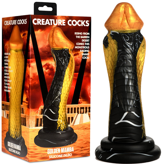 Creature Cocks Golden Snake Silicone Dildo Suction Cup Large Dong Sex Toy