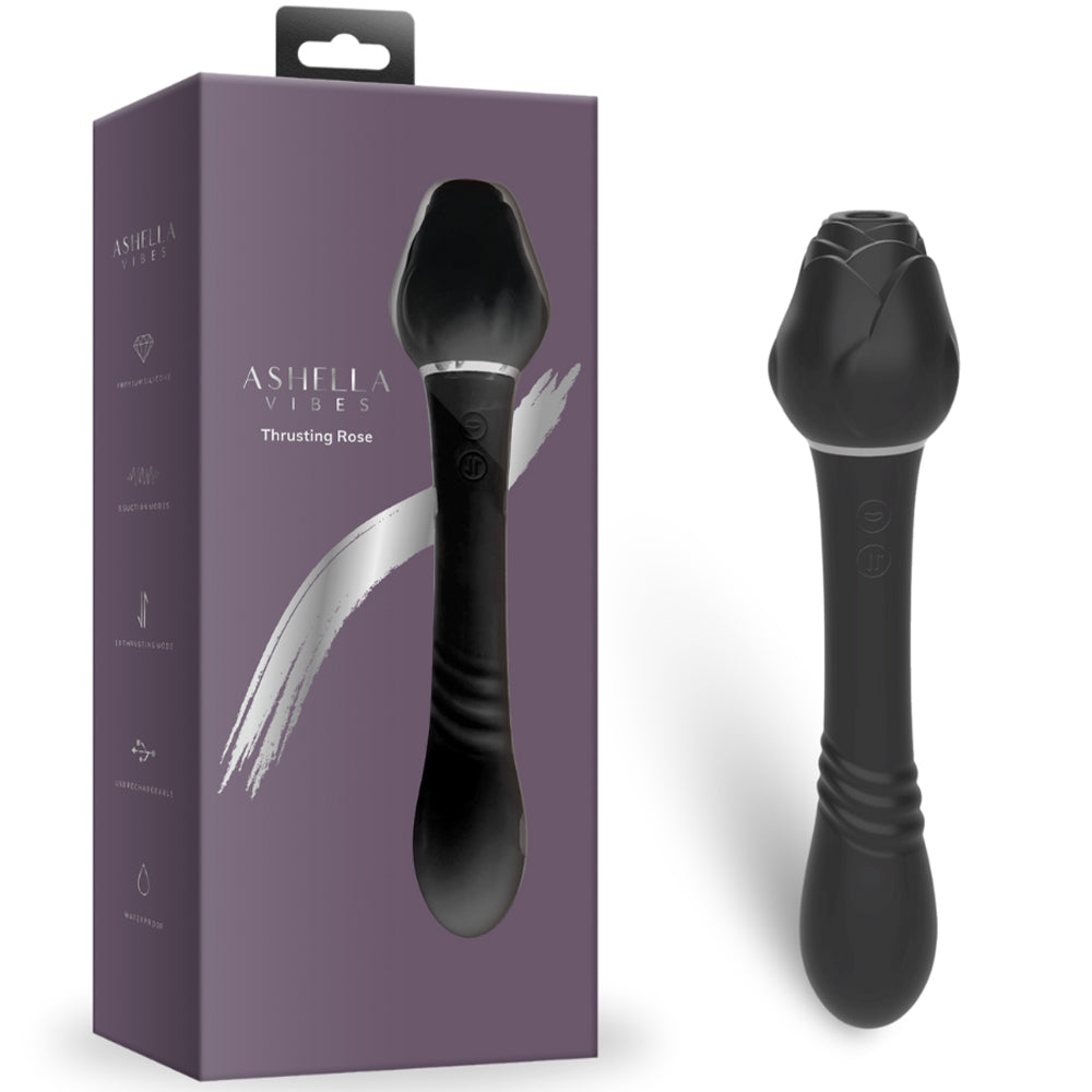 Ashella Vibes Rose Clitoral Sucking Stimulator Thrusting G-Spot Vibrator Sex Toy