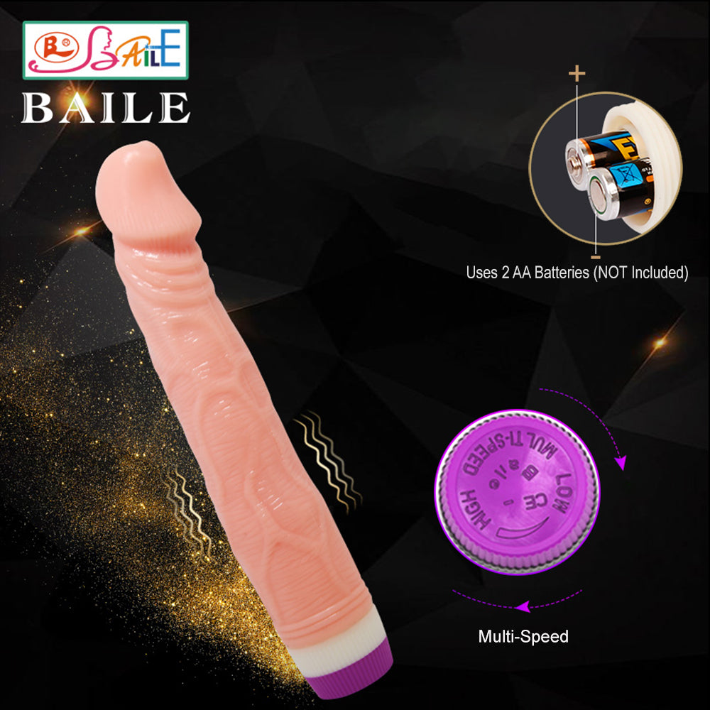 Baile Classic Realistic 8.7” Veined Vibrating Dildo