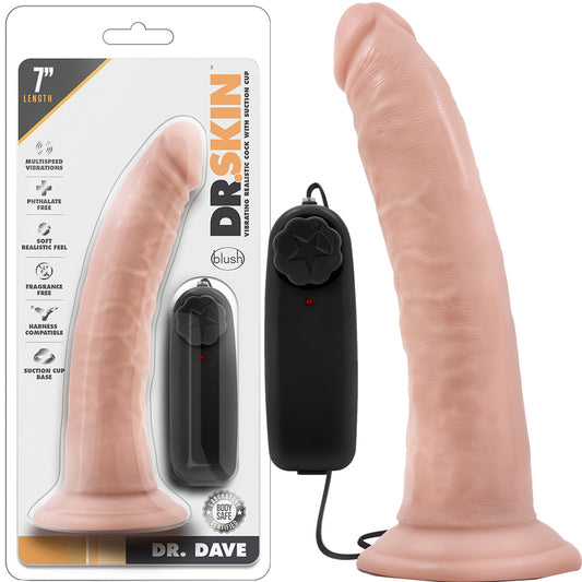 Dr Skin Dr Dave 7" Realistic Dildo Remote Control Vibrating Cock Dong Sex Toy