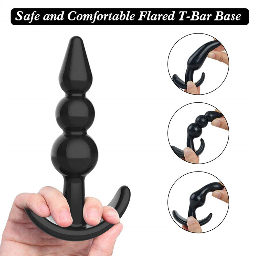 4-Pack Anal Plug Training Kit Butt Beads Unisex Bum Dildo