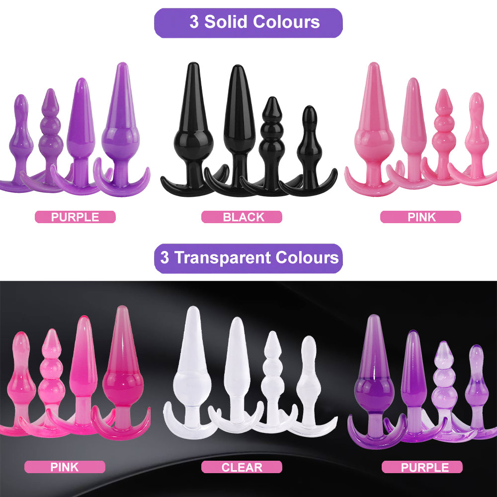 4-Pack Anal Plug Training Kit Butt Beads Unisex Bum Dildo