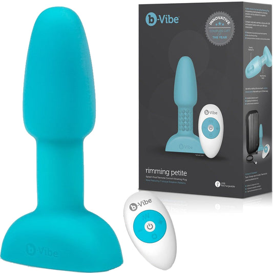 B-Vibe Rimming Plug Petite Teal Vibrating Anal Plug Butt USB Sex Toy