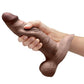 B-Vibe Slipskin Realistic Silicone Dildo- 8" Girthy Brown