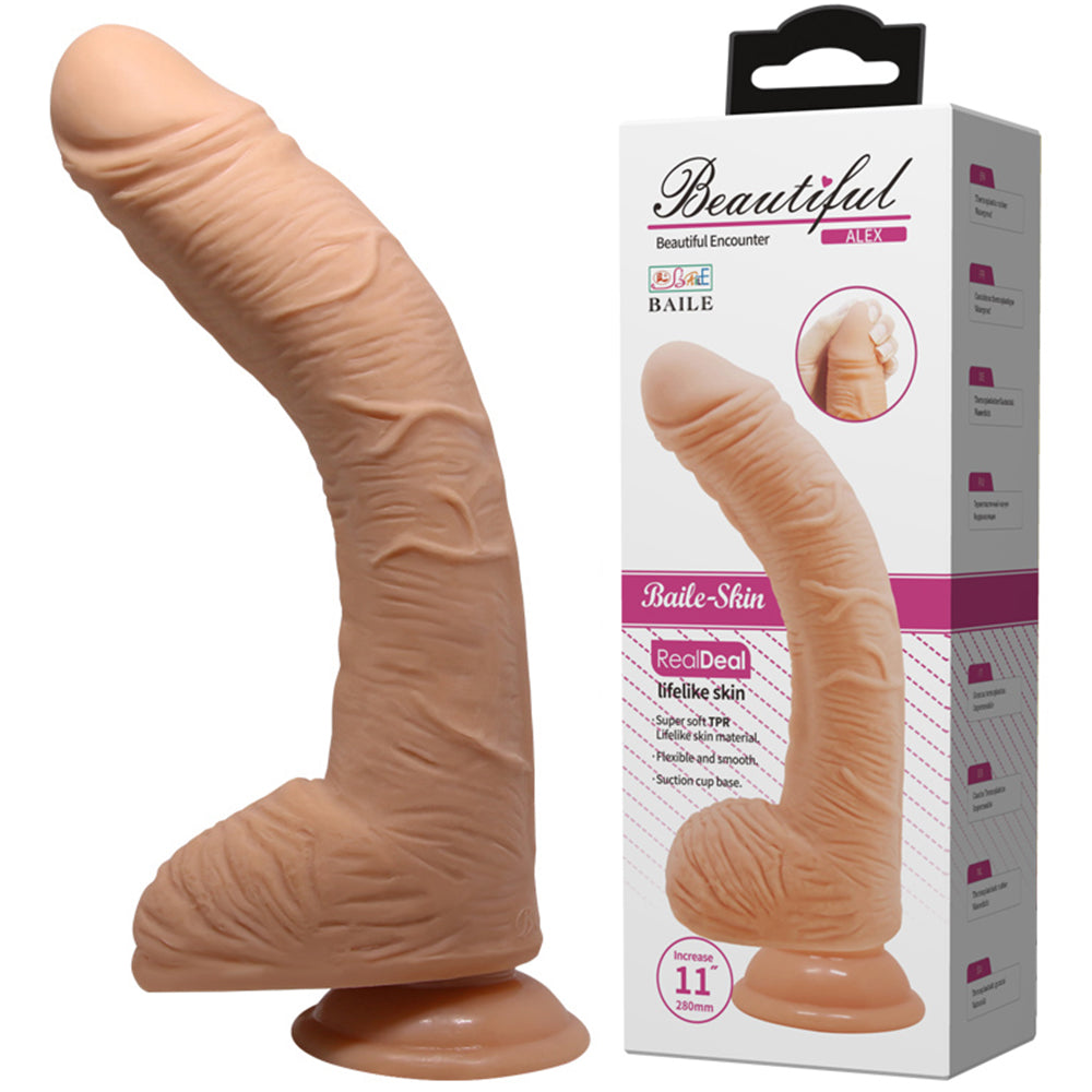 Baile Alex 11" Curved Realistic Dildo 28cm Dong Suction Cup Flesh