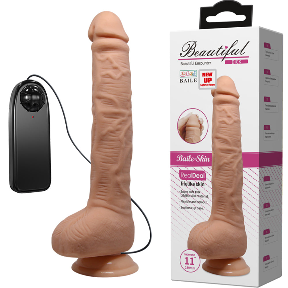 Baile Dick 11" Vibrating Dildo Large 28cm Veined Dong Suction Cup Base Cock