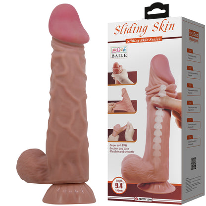 Pretty Love Sliding Skin 9.4" Realistic Dildo Suction Cup Dong Sex Toy