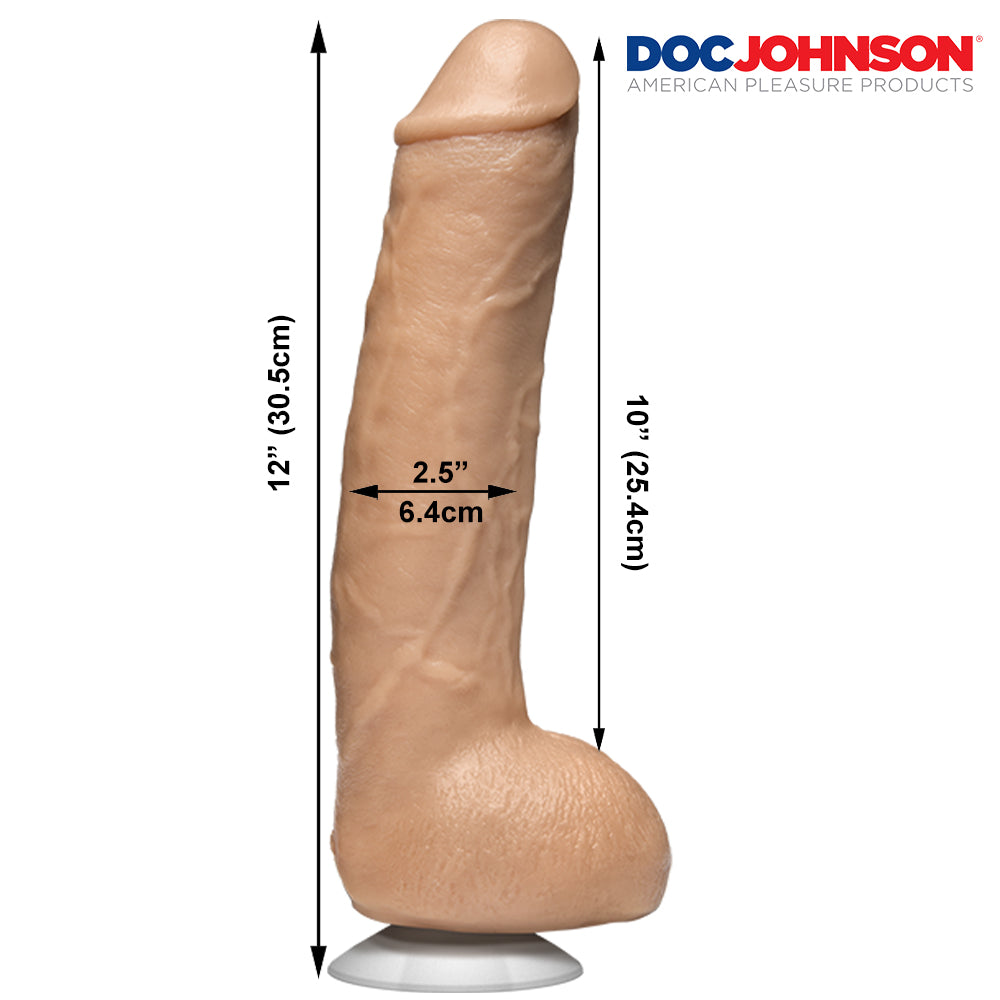 John Holmes 12" Realistic Cock Vac U Lock Suction Cup Dildo