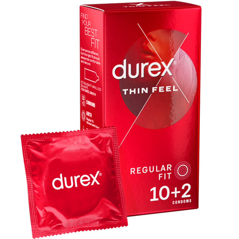 DUREX Thin Feel Latex Condoms 10's + 2 Free Width 54mm