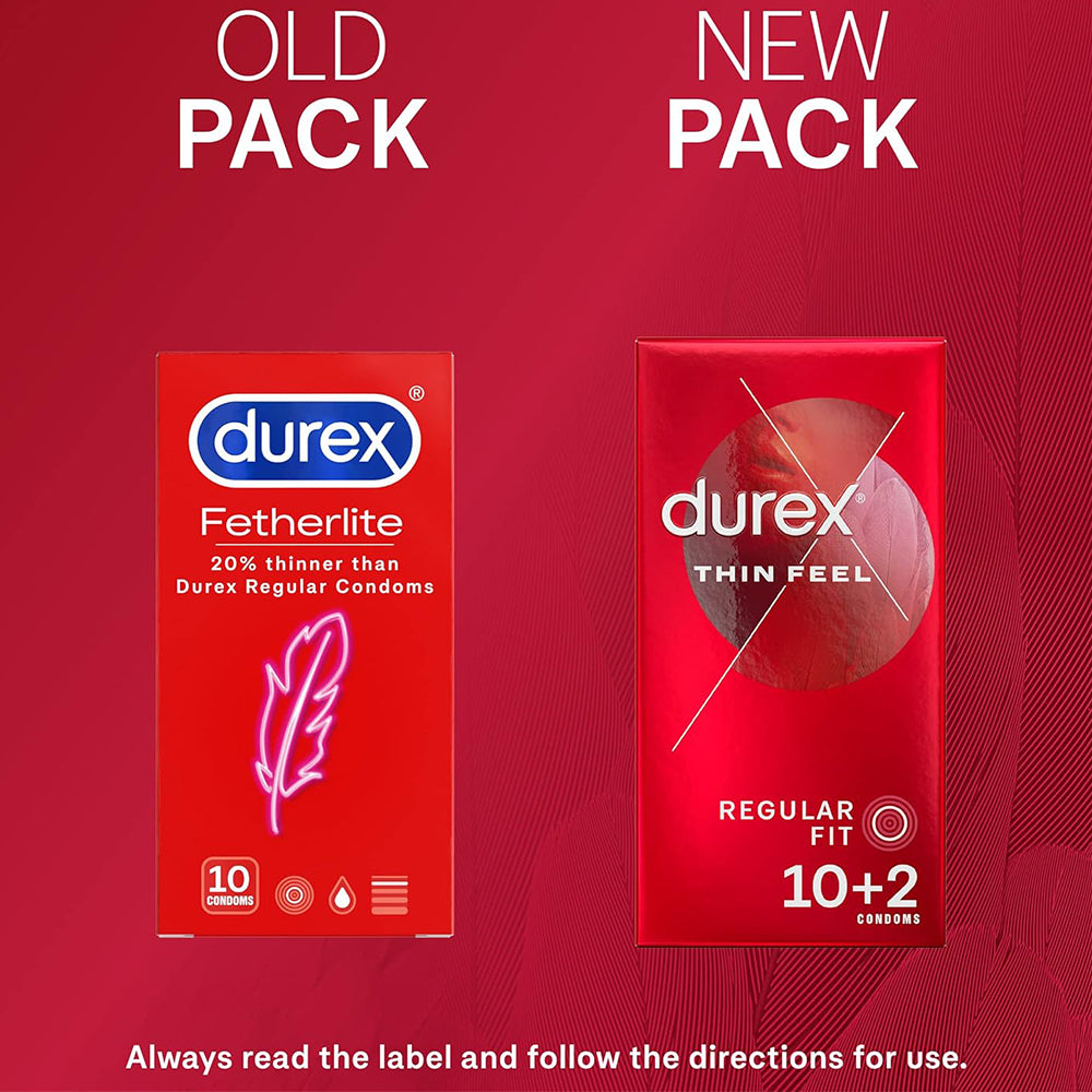 DUREX Thin Feel Latex Condoms 10's + 2 Free Width 54mm