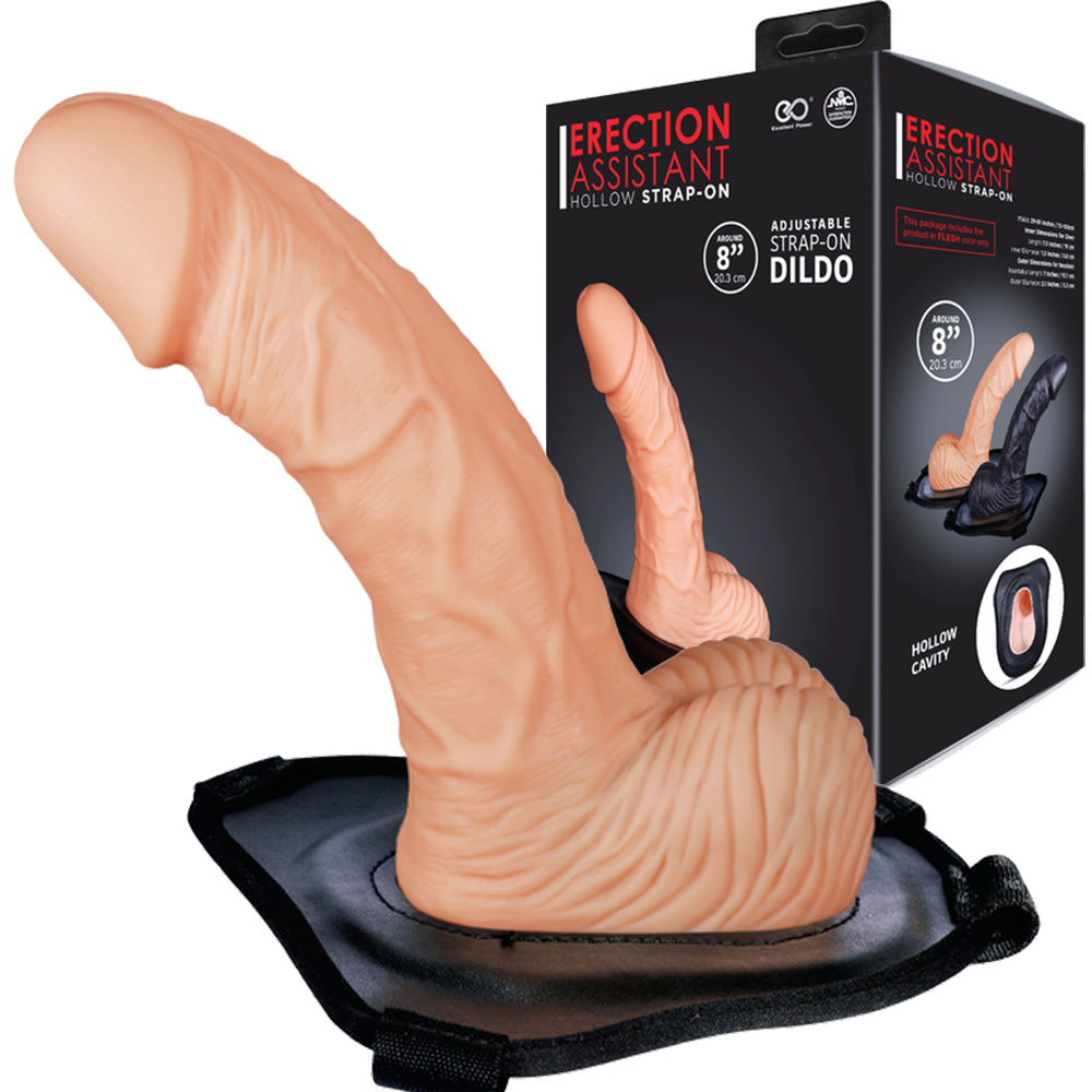 Erection Assistant Hollow Strap On 8" Flesh