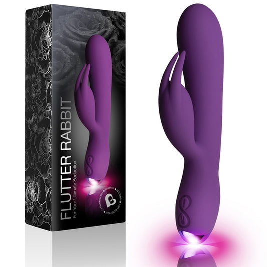 Rocks Off Flutter G Spot Rabbit Vibrator Rechargeable Vibe Female Purple Sex Toy