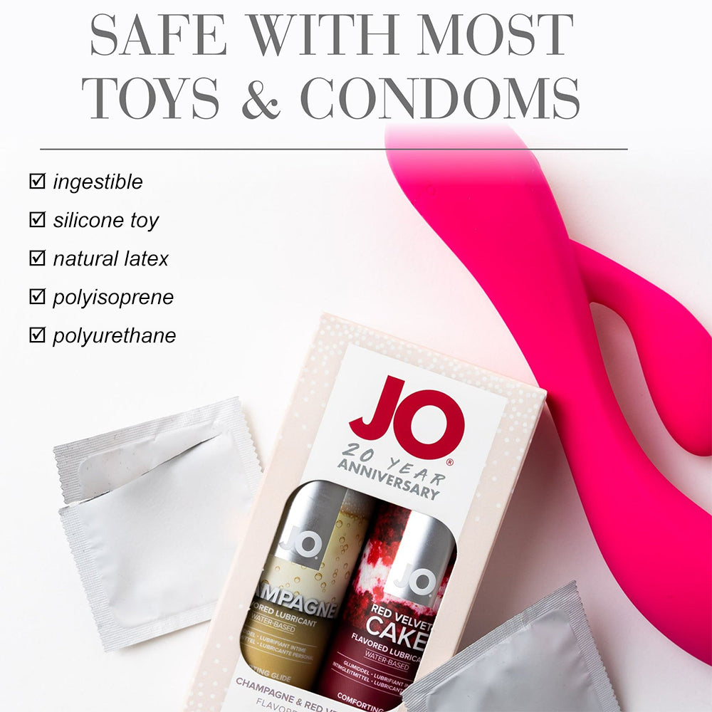 2-Pack System JO Champagne & Red Velvet Flavoured Lubricant Edible Oral Sex Lube