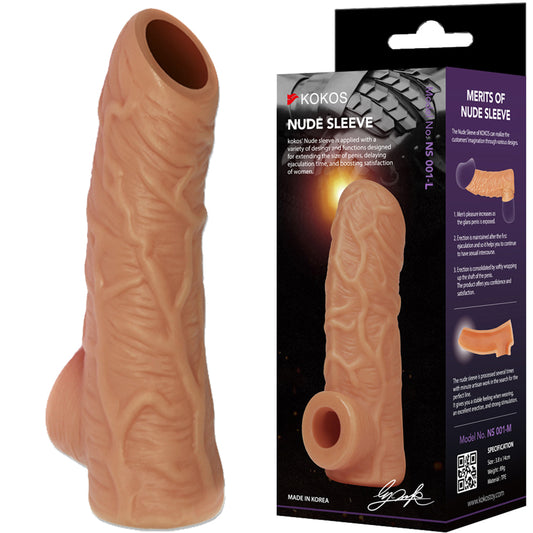 Nude Sleeve 1 Large Male Penis Extender Cock Extension Couples Sex Toy