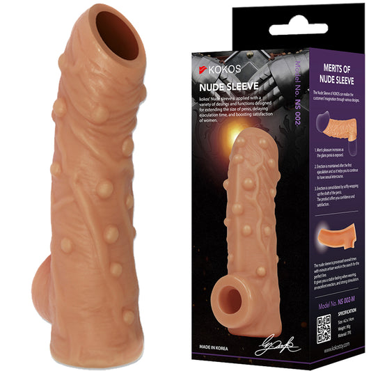 Kokos Nude Sleeve 2 Medium Male Penis Extender Cock Extension Couples Sex Toy