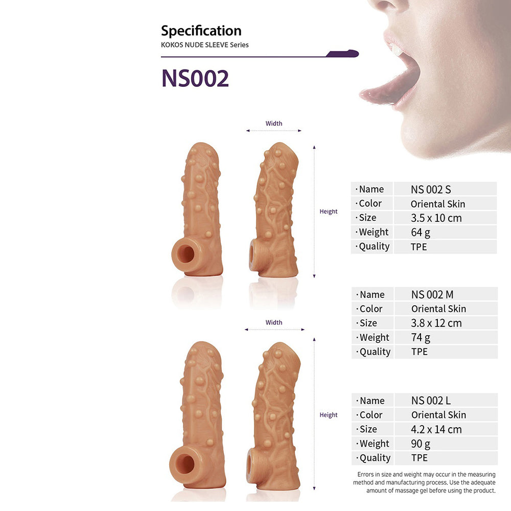 Kokos Nude Sleeve 2 Medium Male Penis Extender Cock Extension Couples Sex Toy