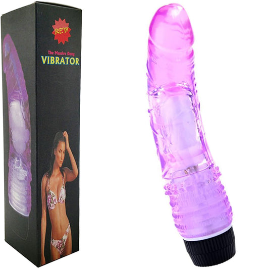 7.3" Silicone Jelly Squeezable G-Spot Vibrator Multi-Speed Purple