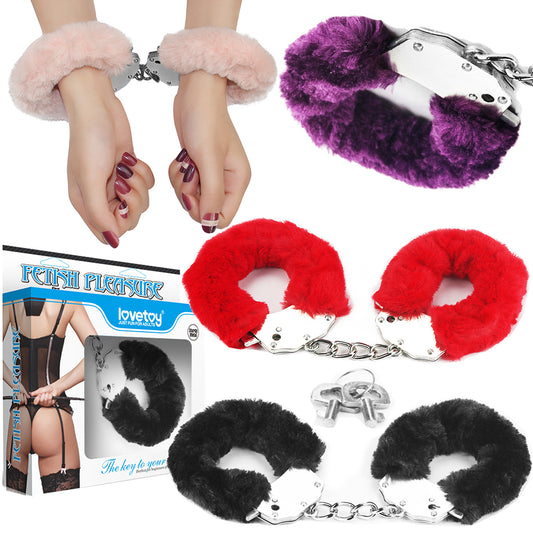 Lovetoy BDSM Fetish Fluffy Handcuffs Metal Restraints Hand Cuffs Bondage Sex Toy