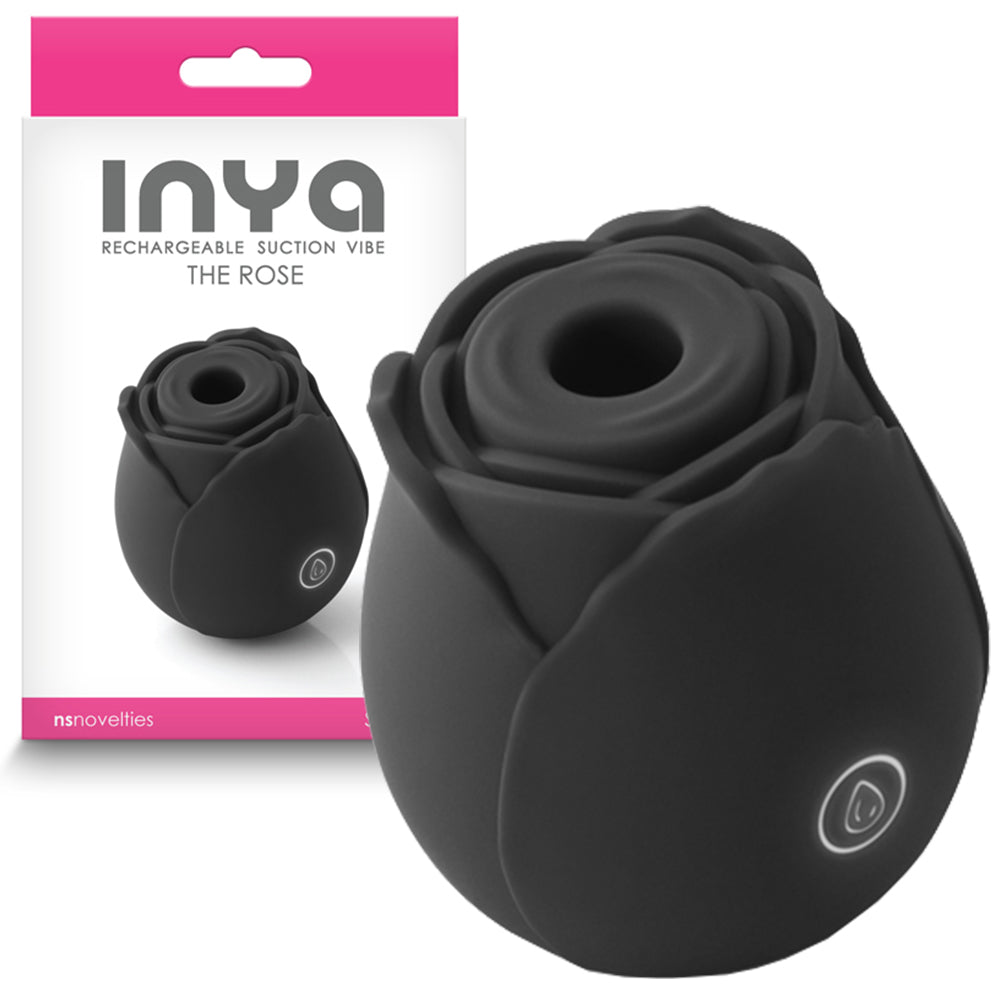 INYA The Rose Clitoral Stimulator Air Pulse Sucker Vibrator USB Sex Toy Black